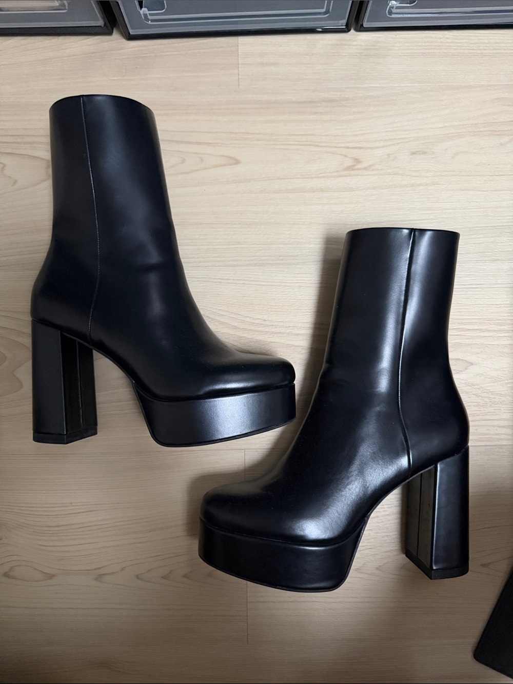 Black Patent Leather Platform Heel Boots